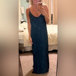 Elegant Denim Maxi Backless Dress